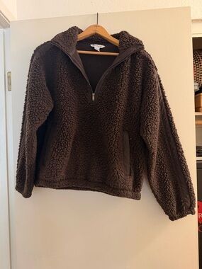 Athleta Dark Brown Sherpa Pullover Jacket